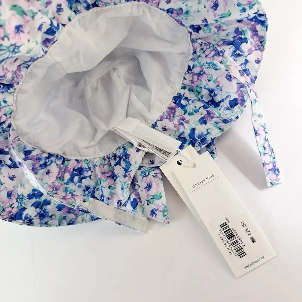 Janie‎ and Jack Bow Sun Hat Size 0 to 3 months Floral New with Tags!